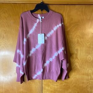 Elan Pink and White Tie-Dye Top